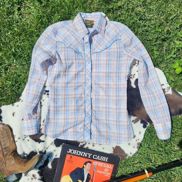 Wrangler Men's Blue Plaid Western Shirt - Picture 2 of 3